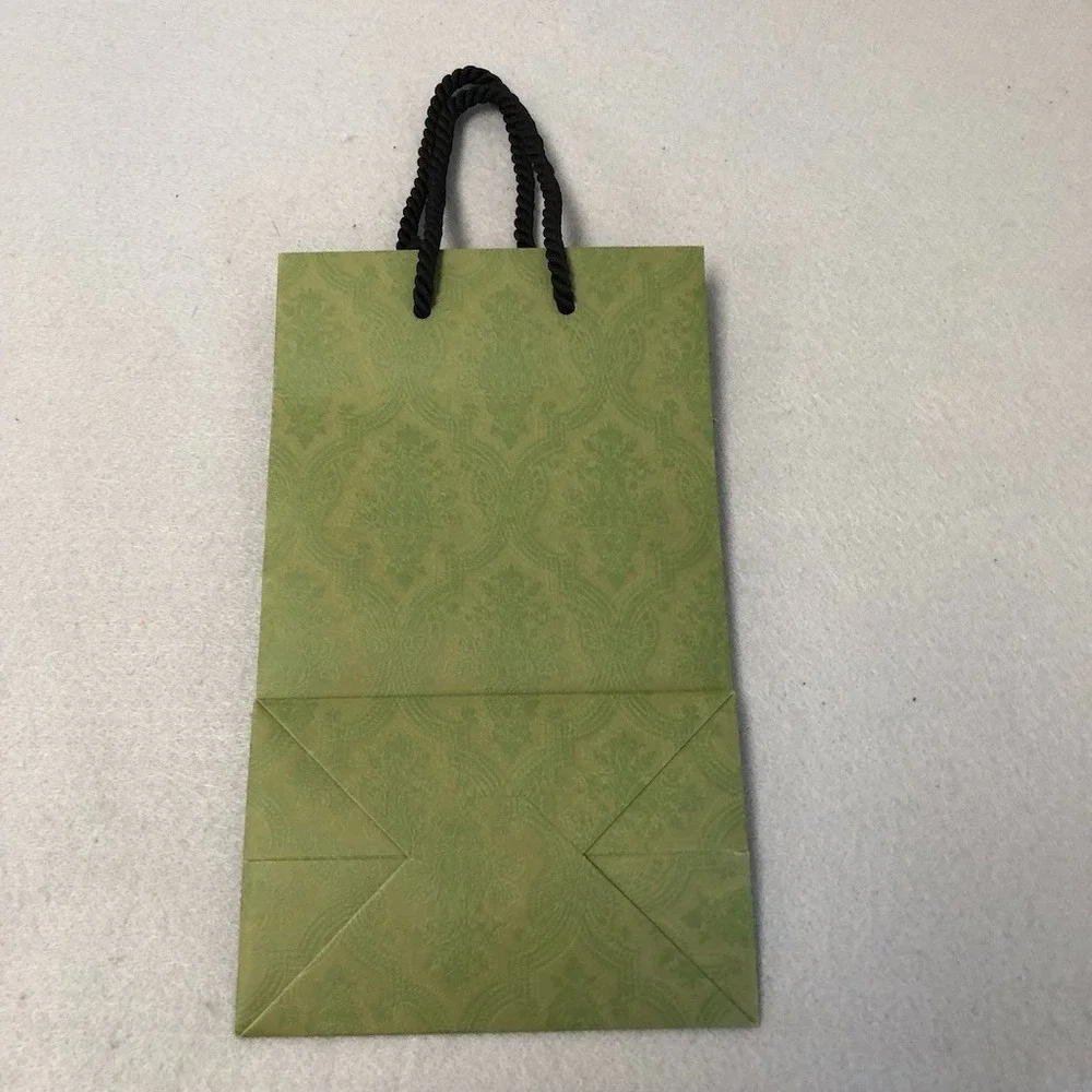 Authentic Gucci Shopping Bag Textured Green Paper Top Handle 11.5x6.5x4.25 Small